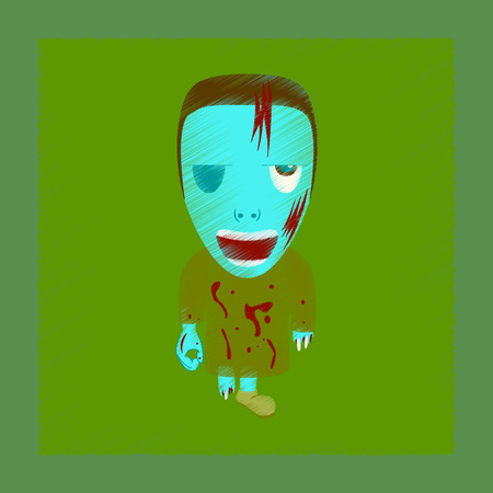 flat shading style icon zombie menのイラスト素材