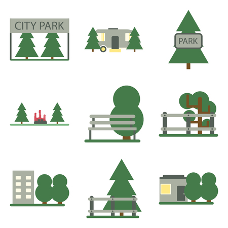 Vector illustration of flat icons set Parksのイラスト素材