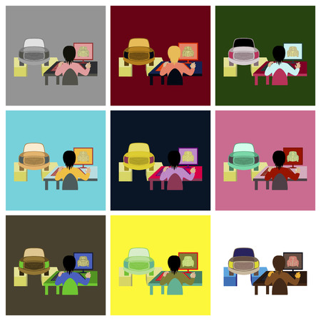 Set of Car service Computer diagnosticsのイラスト素材