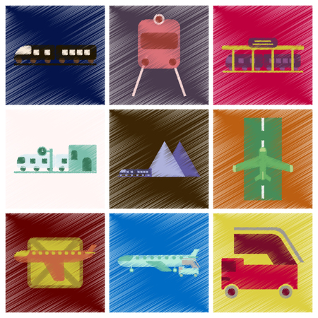 Set of Flat Icons in Shading Style logisticsのイラスト素材