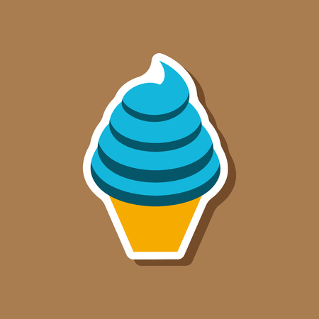Sweet dessert in paper sticker Ice cream coneのイラスト素材