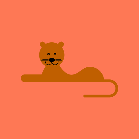 flat icon on background cartoon lionessのイラスト素材