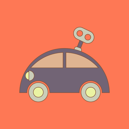 flat icon on background Kids toy car with keyのイラスト素材