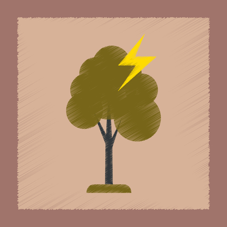 flat shading style icon lightning treeのイラスト素材