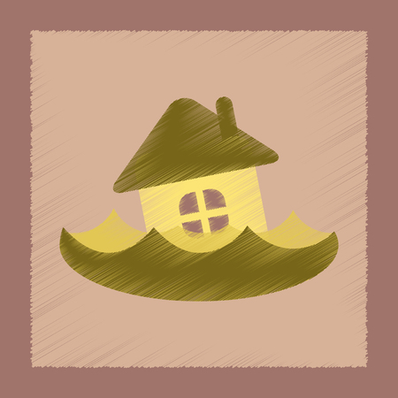 flat shading style icon flood houseのイラスト素材