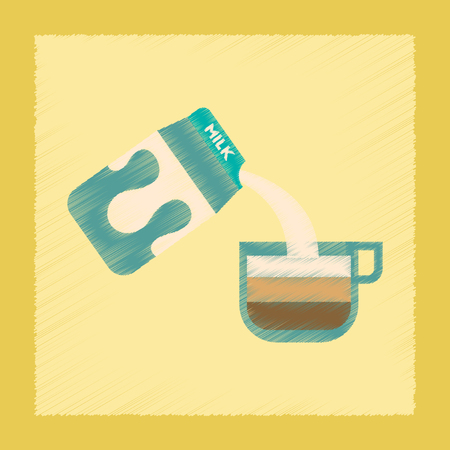 flat shading style icon coffee carton of milkのイラスト素材