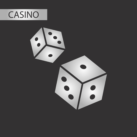 black and white style dice luckyのイラスト素材