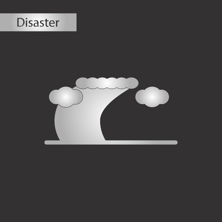 black and white style icon disaster tsunamiのイラスト素材