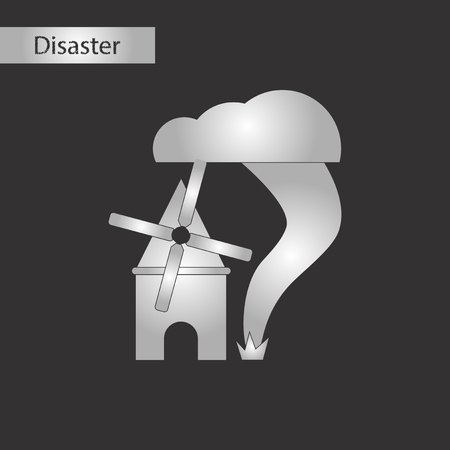 black and white style icon tornado millのイラスト素材