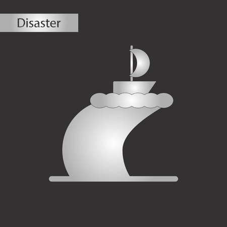 black and white style icon ship stormのイラスト素材