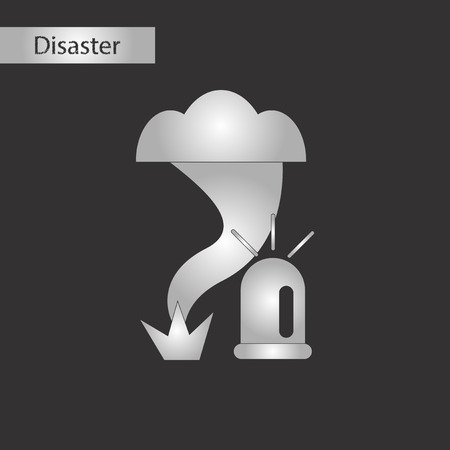 black and white style icon tornado alarm lampのイラスト素材