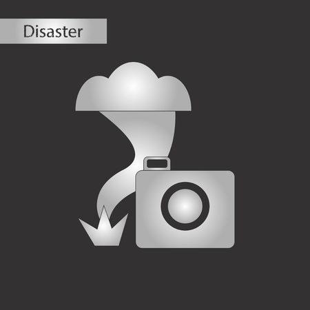black and white style icon tornado cameraのイラスト素材