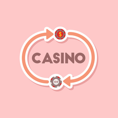 paper sticker on stylish background poker casino chipsのイラスト素材