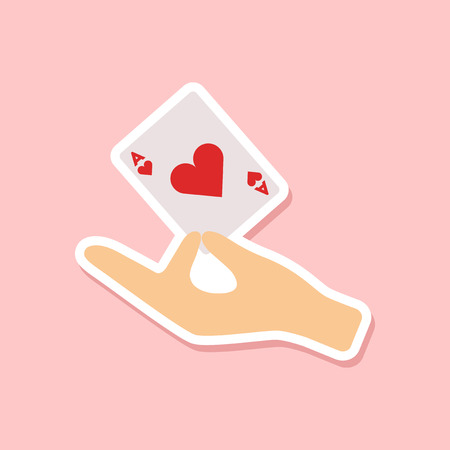 paper sticker on stylish background hand playing cardsのイラスト素材