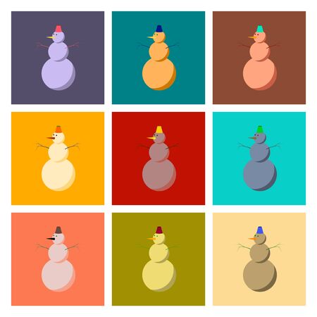 assembly flat illustration snowmanのイラスト素材