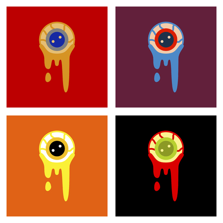 assembly flat icons halloween zombie eyesのイラスト素材
