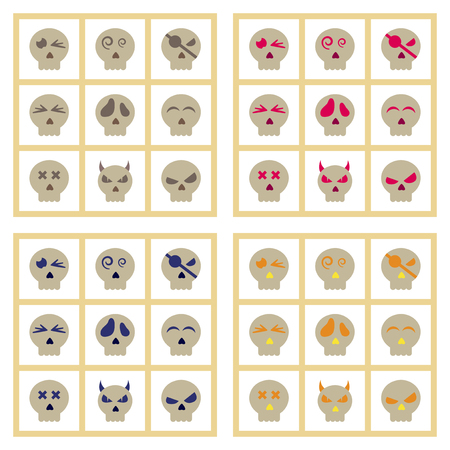 assembly flat icons halloween emotion skullのイラスト素材