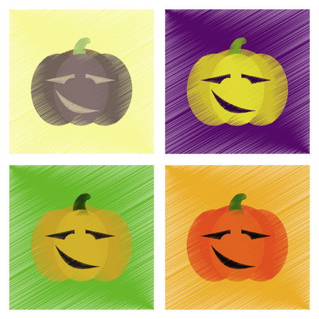 assembly flat shading style icons halloween pumpkinのイラスト素材