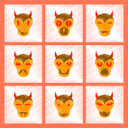 assembly flat shading style icon halloween monsterのイラスト素材