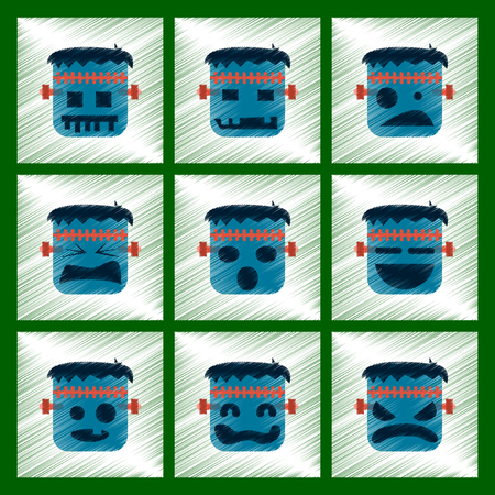 assembly flat shading style icon halloween monsterのイラスト素材