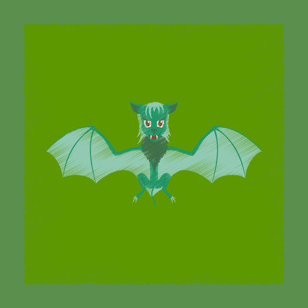 flat shading style icon of cute batのイラスト素材