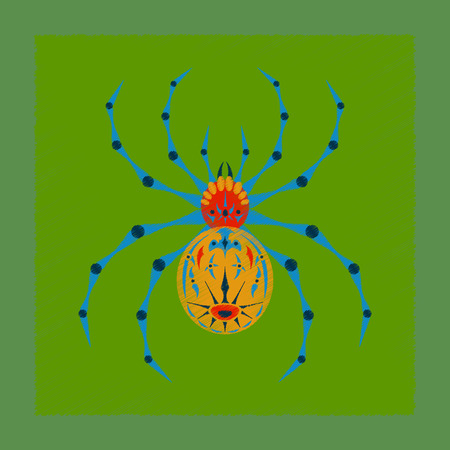 flat shading style icon of halloween spiderのイラスト素材