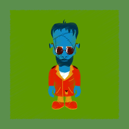 flat shading style icon of zombie menのイラスト素材