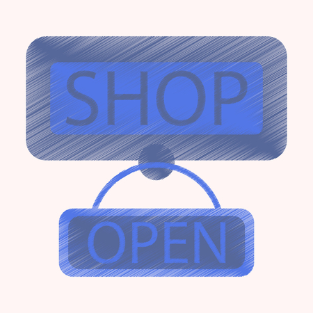 Flat Icon in Shading Style label store openedのイラスト素材