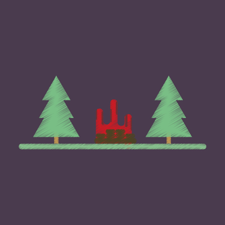 Flat Icon in Shading Style Bonfire in forestのイラスト素材