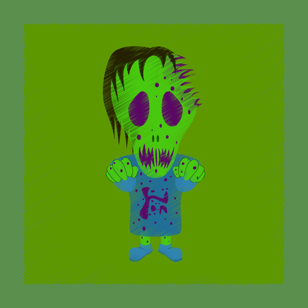 flat shading style icon halloween monsterのイラスト素材