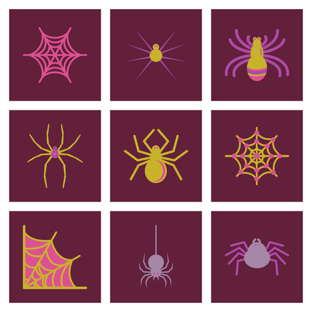 assembly flat icons halloween spider webのイラスト素材