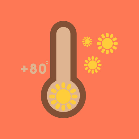 flat icon on stylish background thermometer hot weatherのイラスト素材