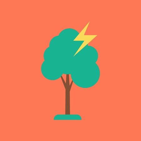 flat icon on stylish background lightning treeのイラスト素材