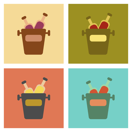 assembly flat icons poker bottle bucketのイラスト素材