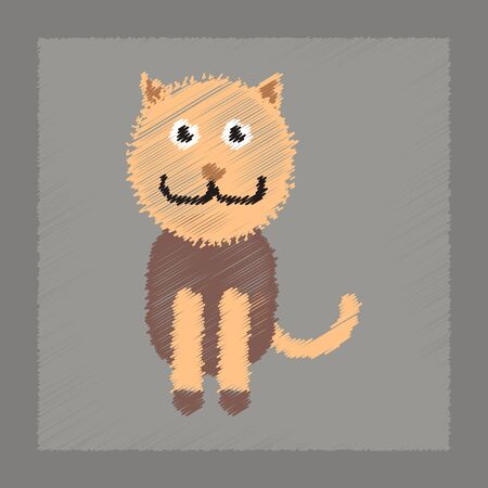 flat shading style icon pet catのイラスト素材