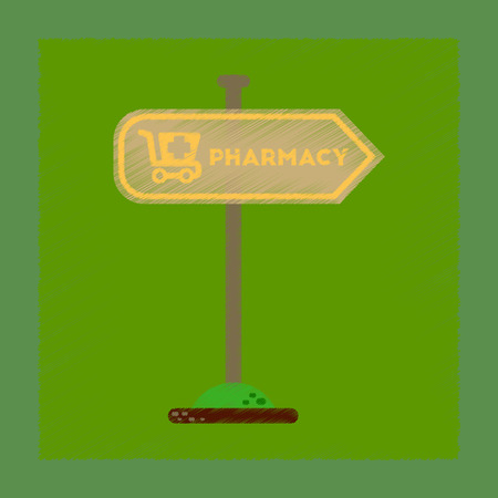 flat shading style icon pharmacy signのイラスト素材