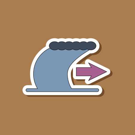 paper sticker on stylish background of tsunami movementのイラスト素材