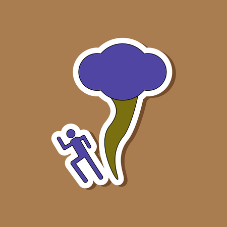 paper sticker on stylish background of tornado humanのイラスト素材