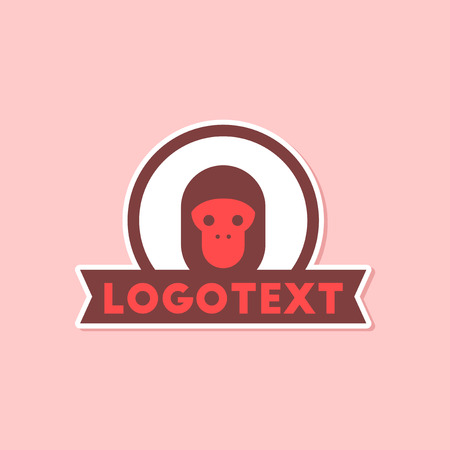 paper sticker on stylish background of monkey logoのイラスト素材