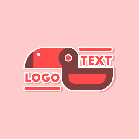 paper sticker on stylish background of bird logoのイラスト素材