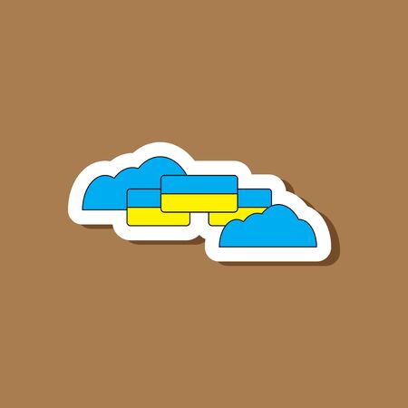 paper sticker on stylish background Ukrainian flagのイラスト素材