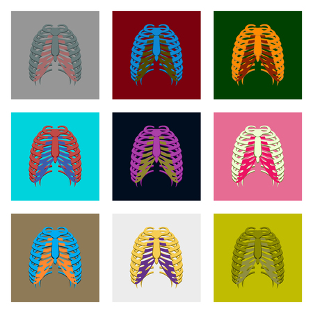 Internal human organs icons set in flat style chest thoraxのイラスト素材