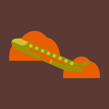 Icon in flat design for airport plane takes offのイラスト素材
