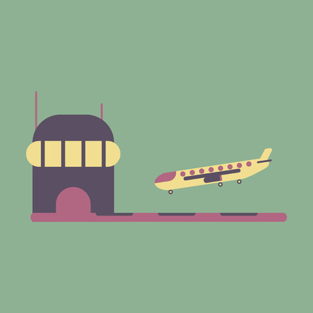 Icon in flat design for airport plane landingのイラスト素材