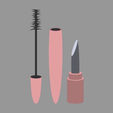 Icon in flat design fashion Mascara and lipstickのイラスト素材