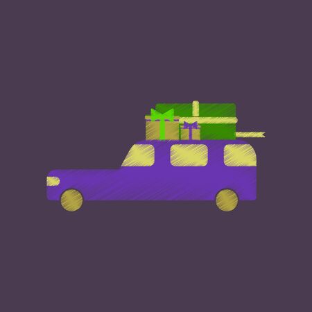 flat shading style icon car giftsのイラスト素材