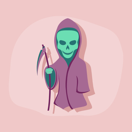 paper sticker on stylish background halloween death scytheのイラスト素材