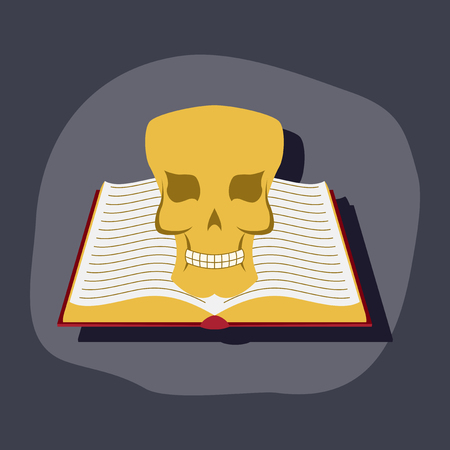 paper sticker on stylish background book skullのイラスト素材