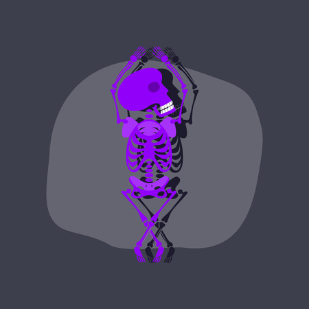 paper sticker on stylish background skeleton Halloween monsterのイラスト素材