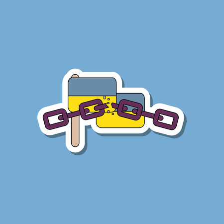 paper sticker on stylish background Ukrainian flagのイラスト素材